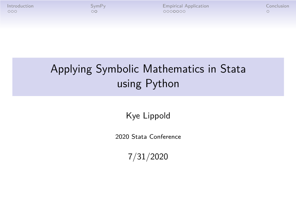 Applying Symbolic Mathematics in Stata Using Python