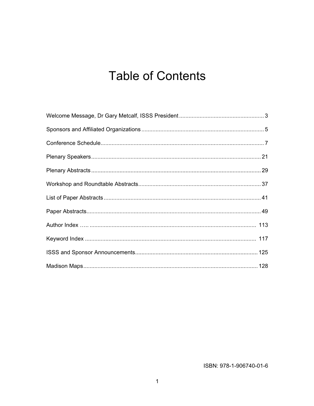 Table of Contents