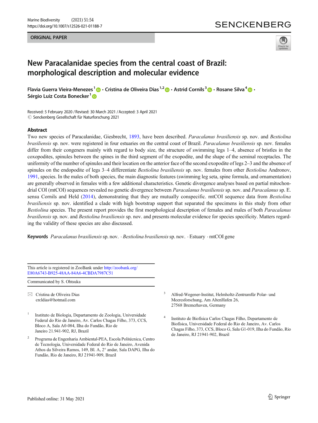 Morphological Description and Molecular Evidence