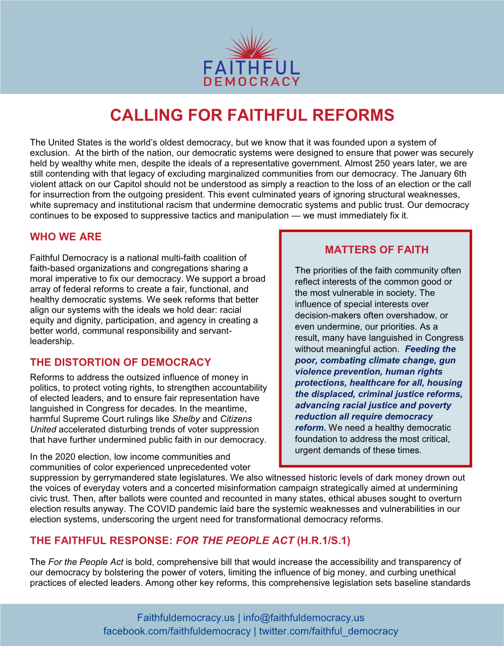 Calling for Faithful Reforms