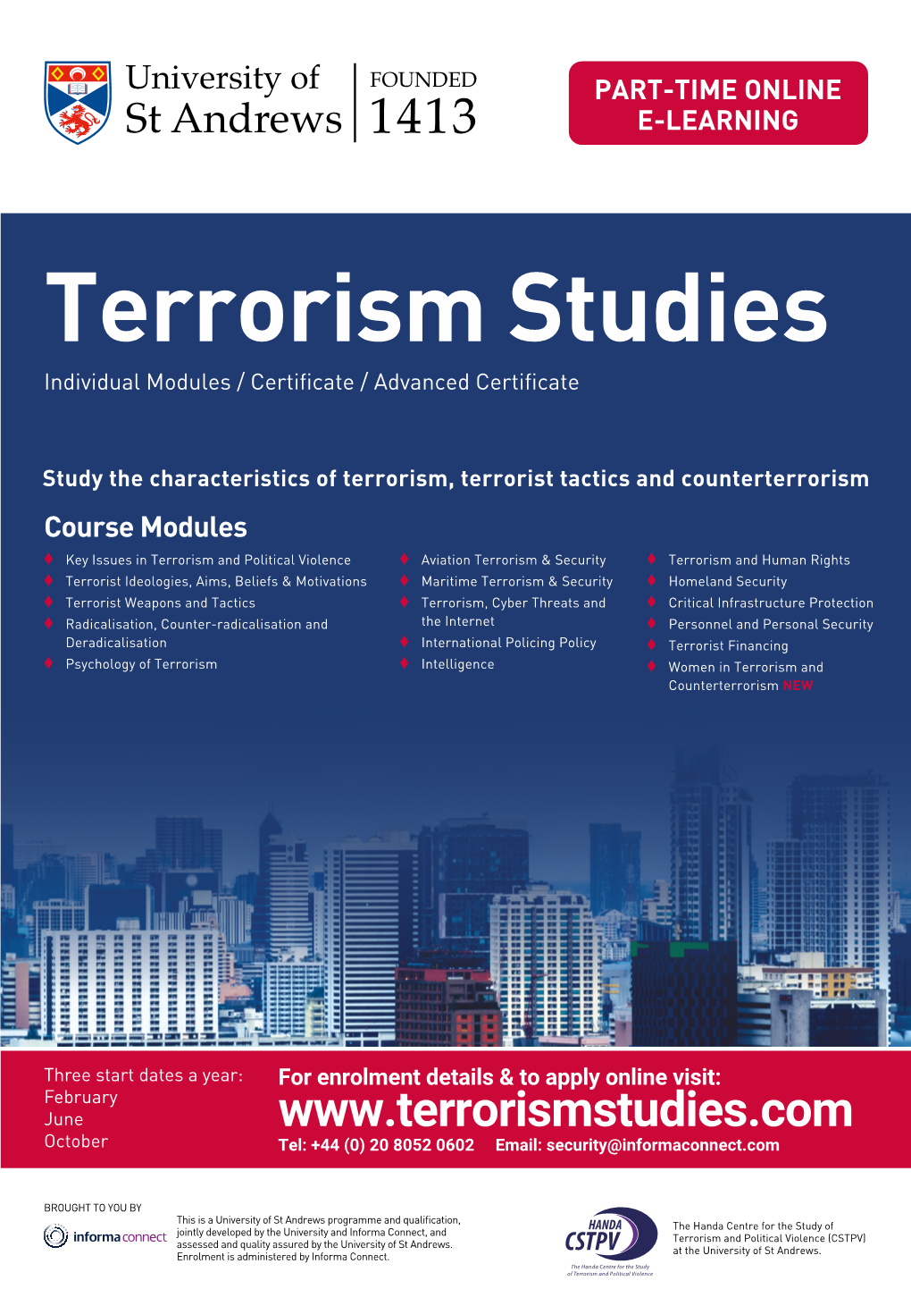 Terrorism Studies Individual Modules / Certificate / Advanced Certificate