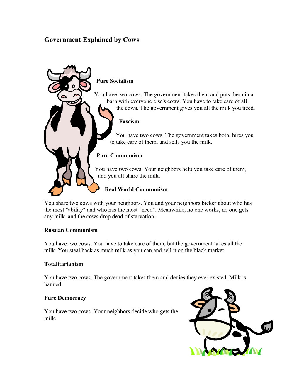 Government Explained by Cows