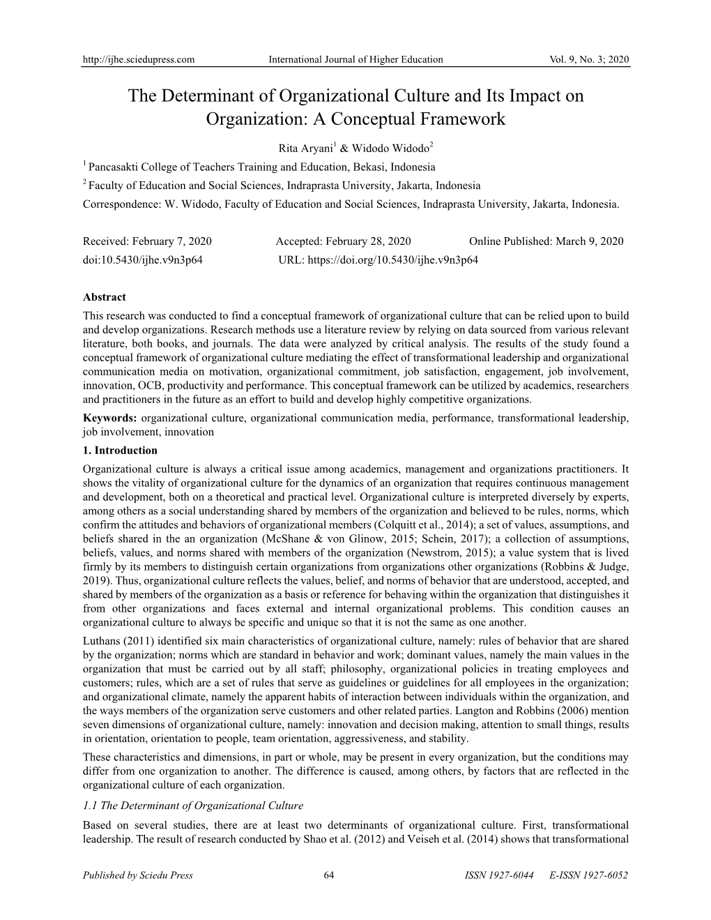 The Determinant of Organizational Culture and Its Impact on Organization: a Conceptual Framework