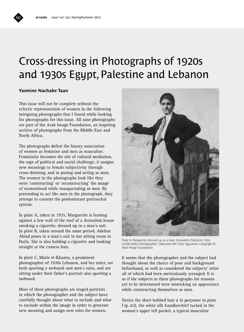 Cross-Dressing in Photographs of 1920S and 1930S Egypt, Palestine and Lebanon