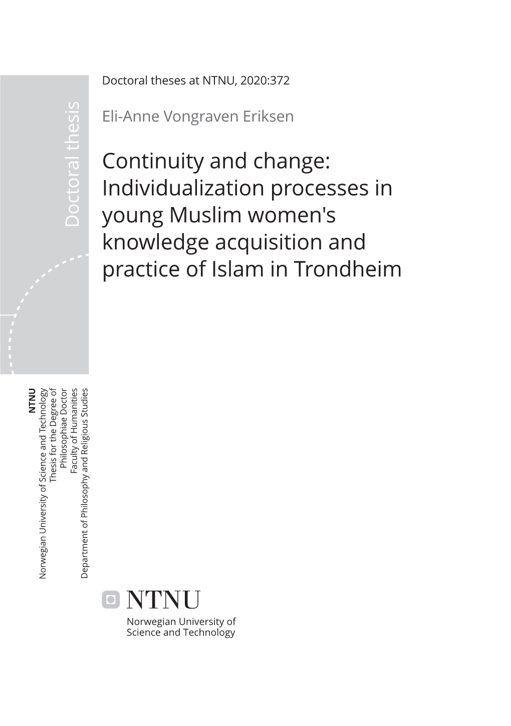 Individualization Processes in Young Muslim Women's Knowledge Acquisition and Practice of Islam in Trondheim