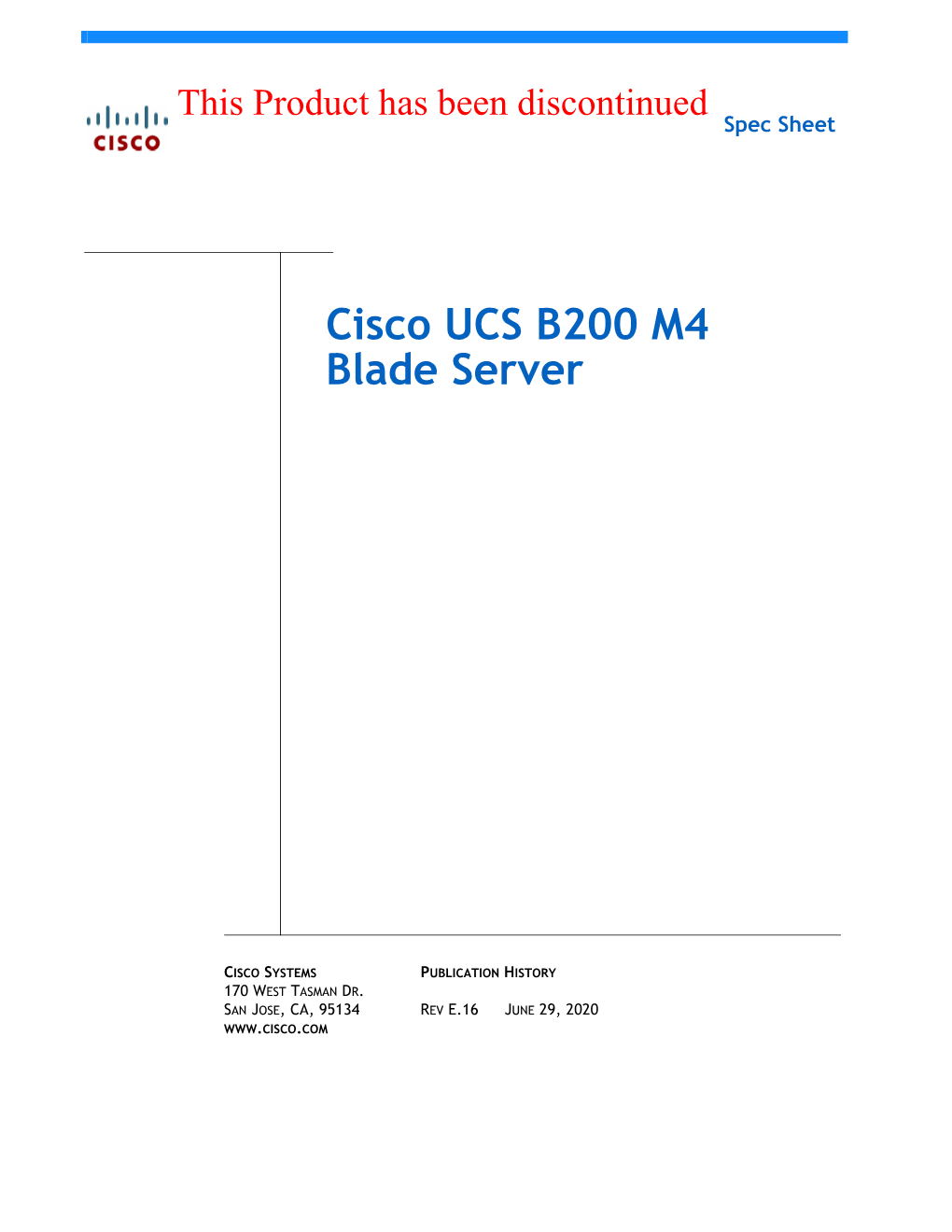 Cisco UCS B200 M4 Blade Server Spec Sheet