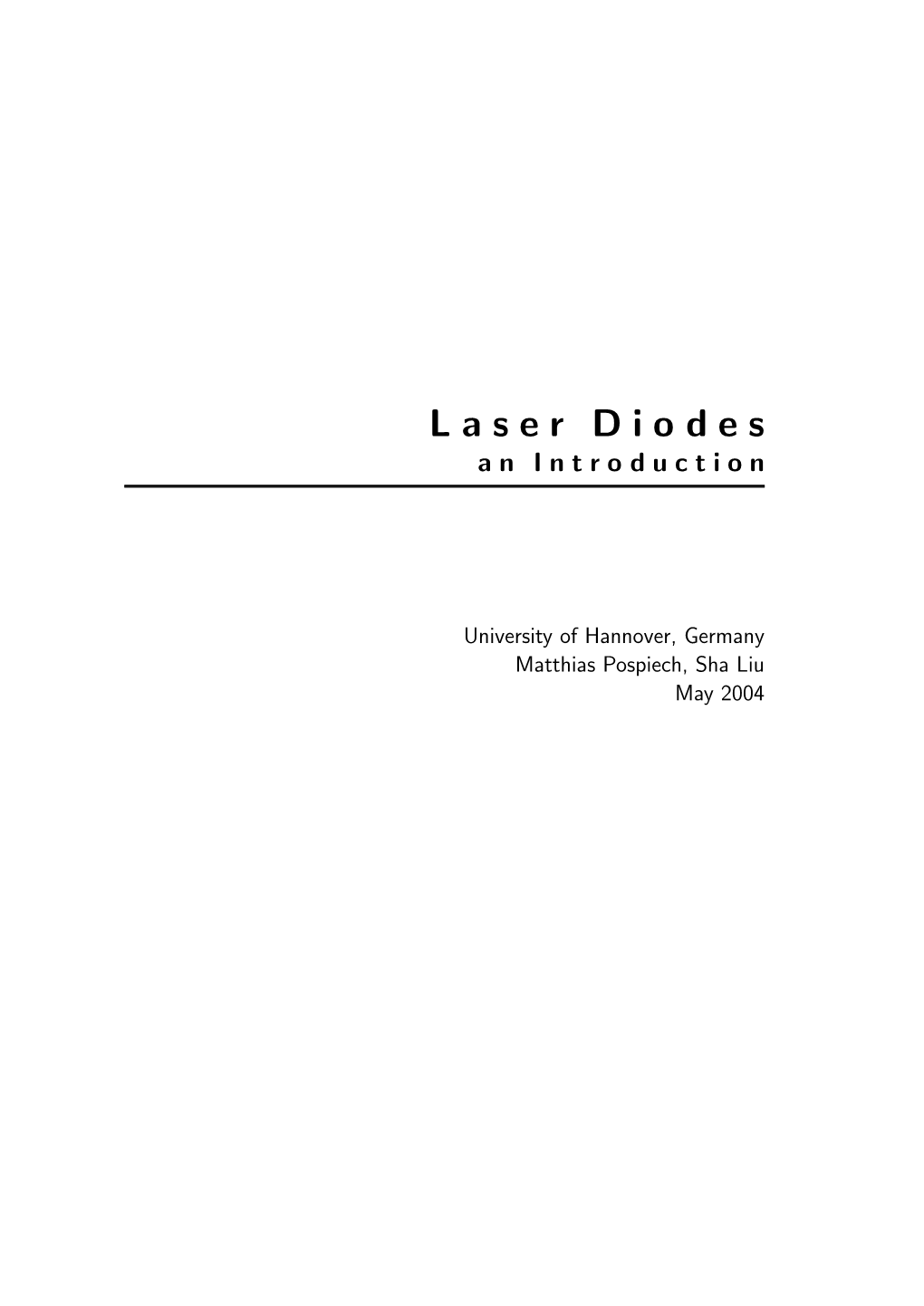 Laser Diodes an Introduction