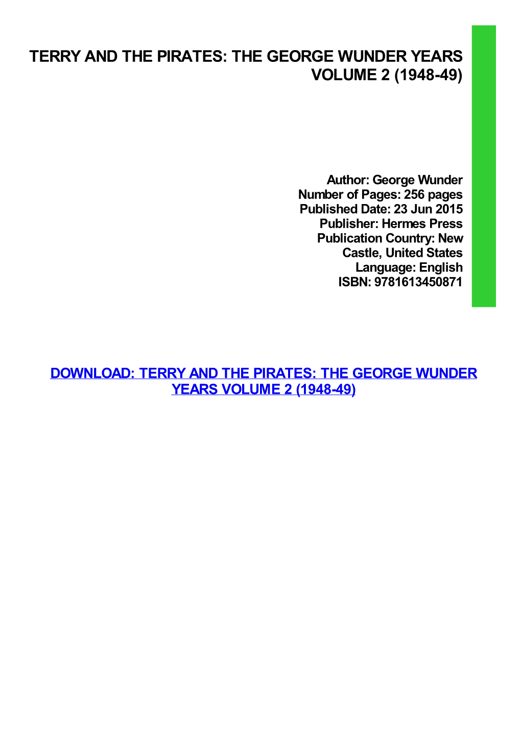 Terry and the Pirates: the George Wunder Years Volume 2 (1948-49)