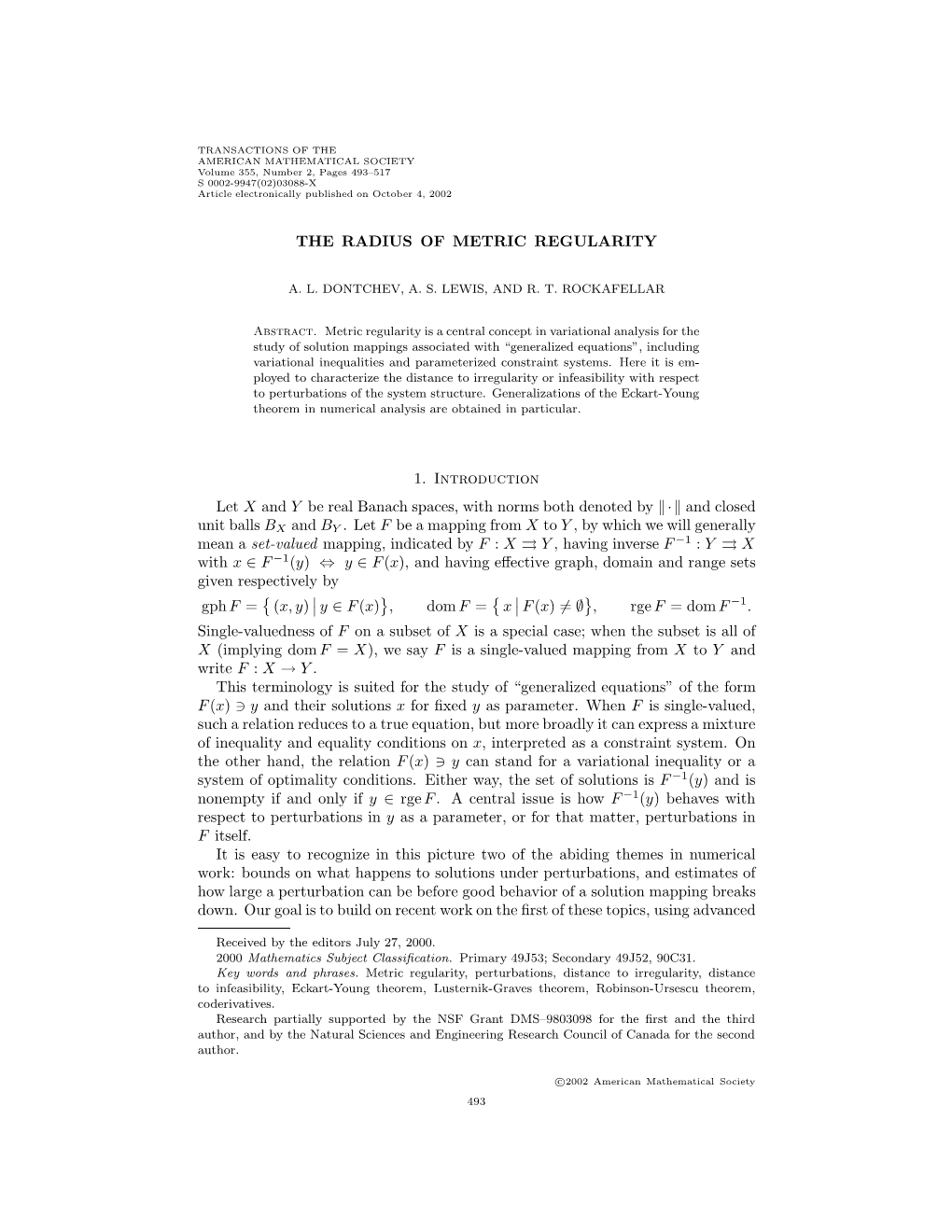 The Radius of Metric Regularity