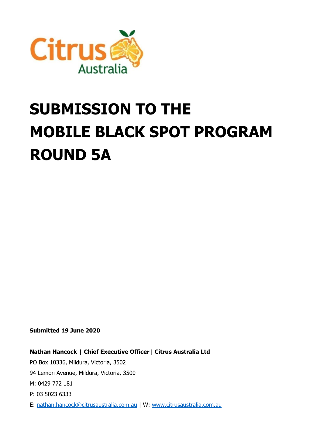 Submission to the Mobile Black Spot Program Round 5A