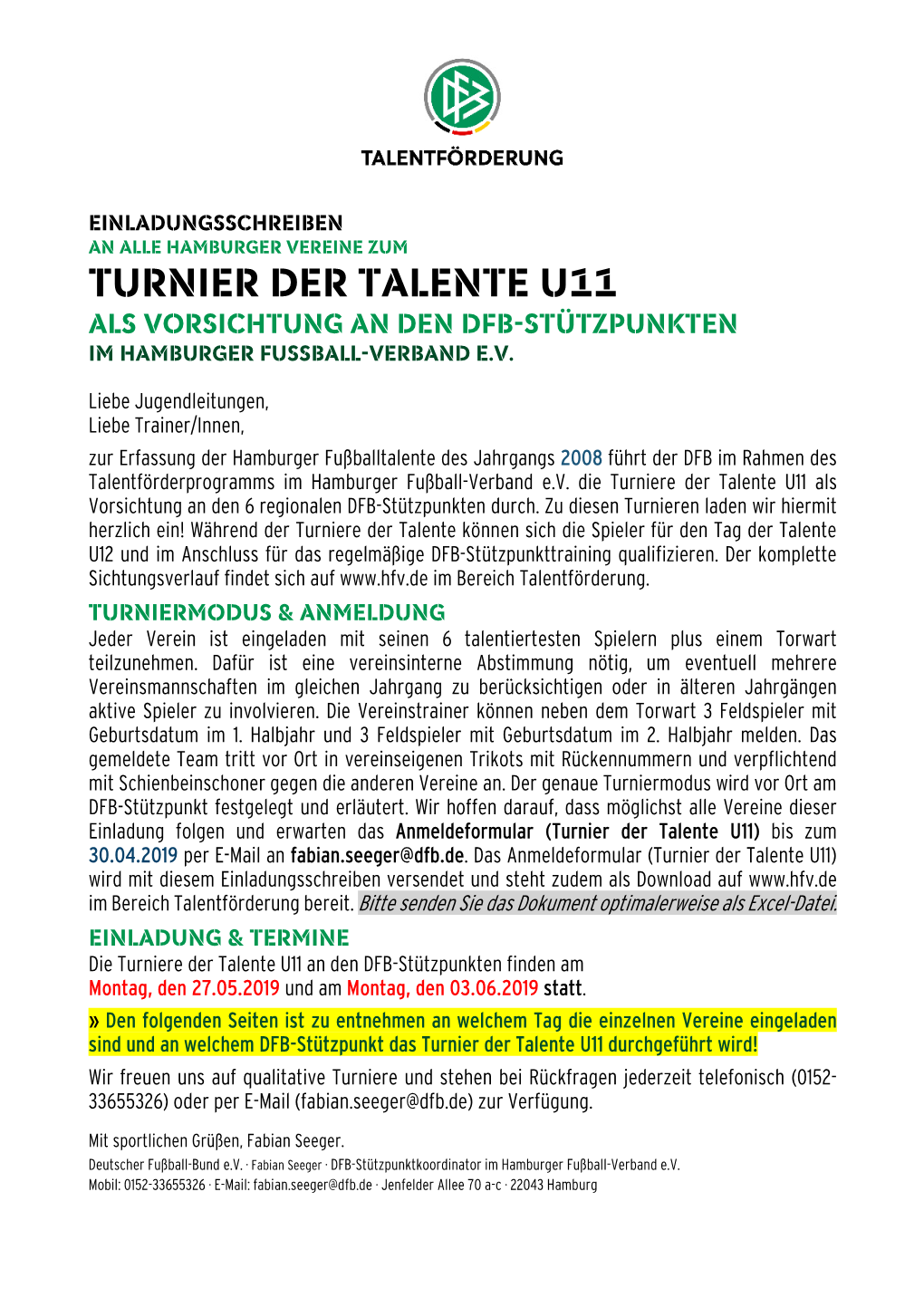 11 ALS Vorsichtung an Den DFB-Stützpunkten Im Hamburger Fußball-Verband E.V