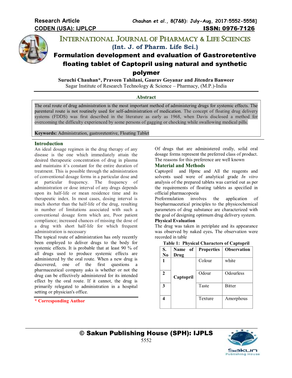 International Journal of Pharmacy & Life Sciences