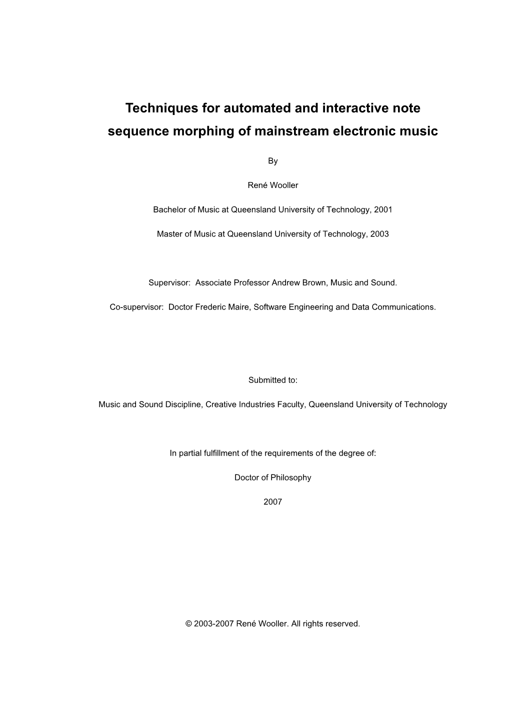 Techniques for Automated and Interactive Note Sequence Morphing of Mainstream Electronic Music