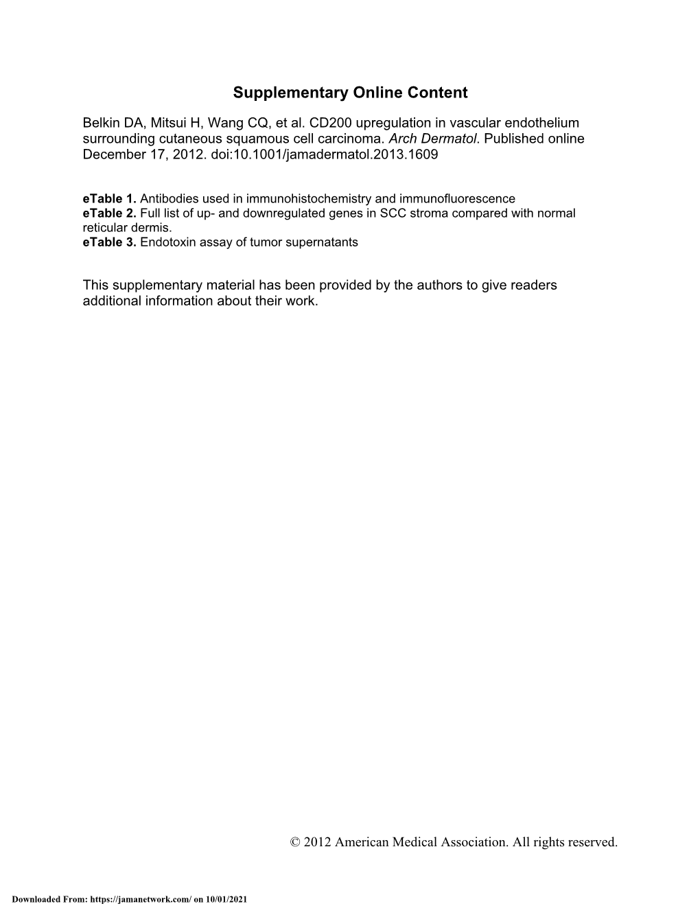 CD200 Upregulation in Vascular Endothelium Surrounding Cutaneous Squamous Cell Carcinoma