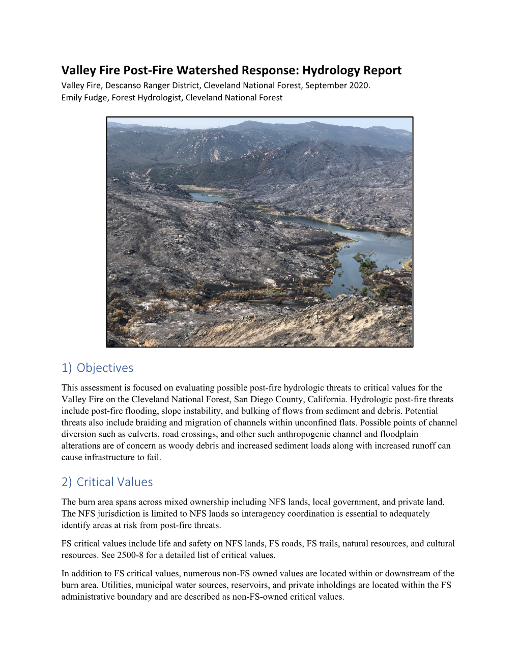 Valley Fire Post-Fire Watershed Response: Hydrology Report 1