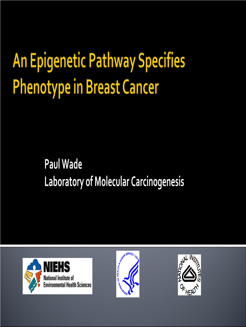 Presentation an Epigenetic Pathway Specifies Phenotype in Breast Cancer