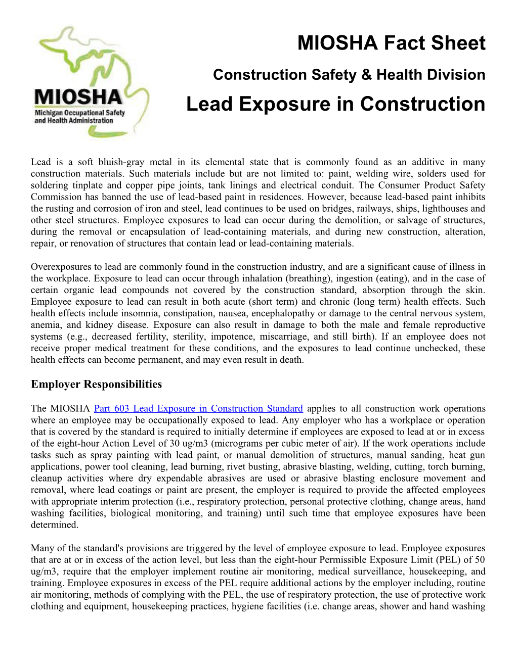 Lead Exposure in Construction