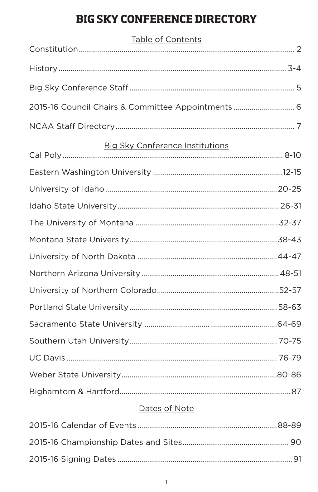 Big Sky Conference Directory