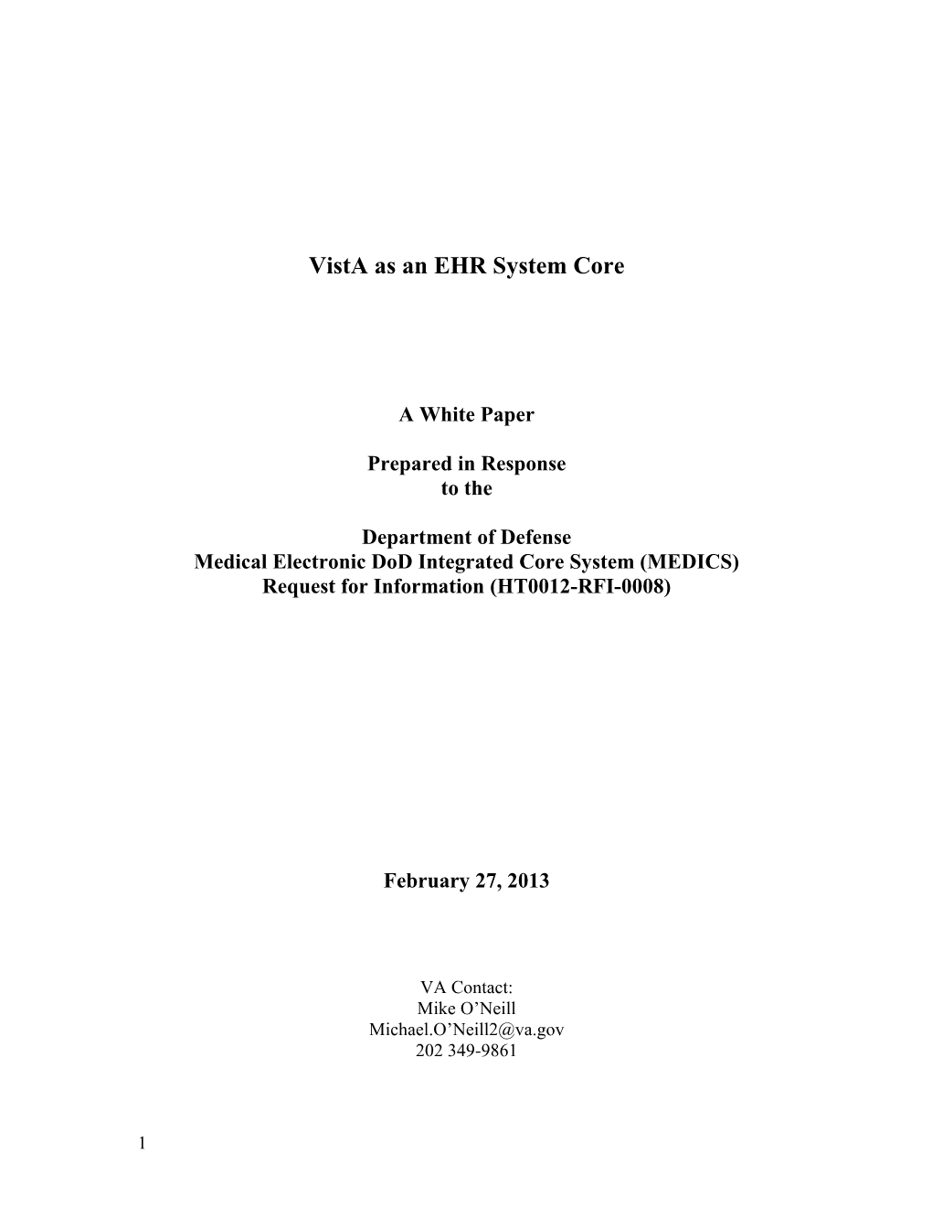 Vista As an EHR System Core