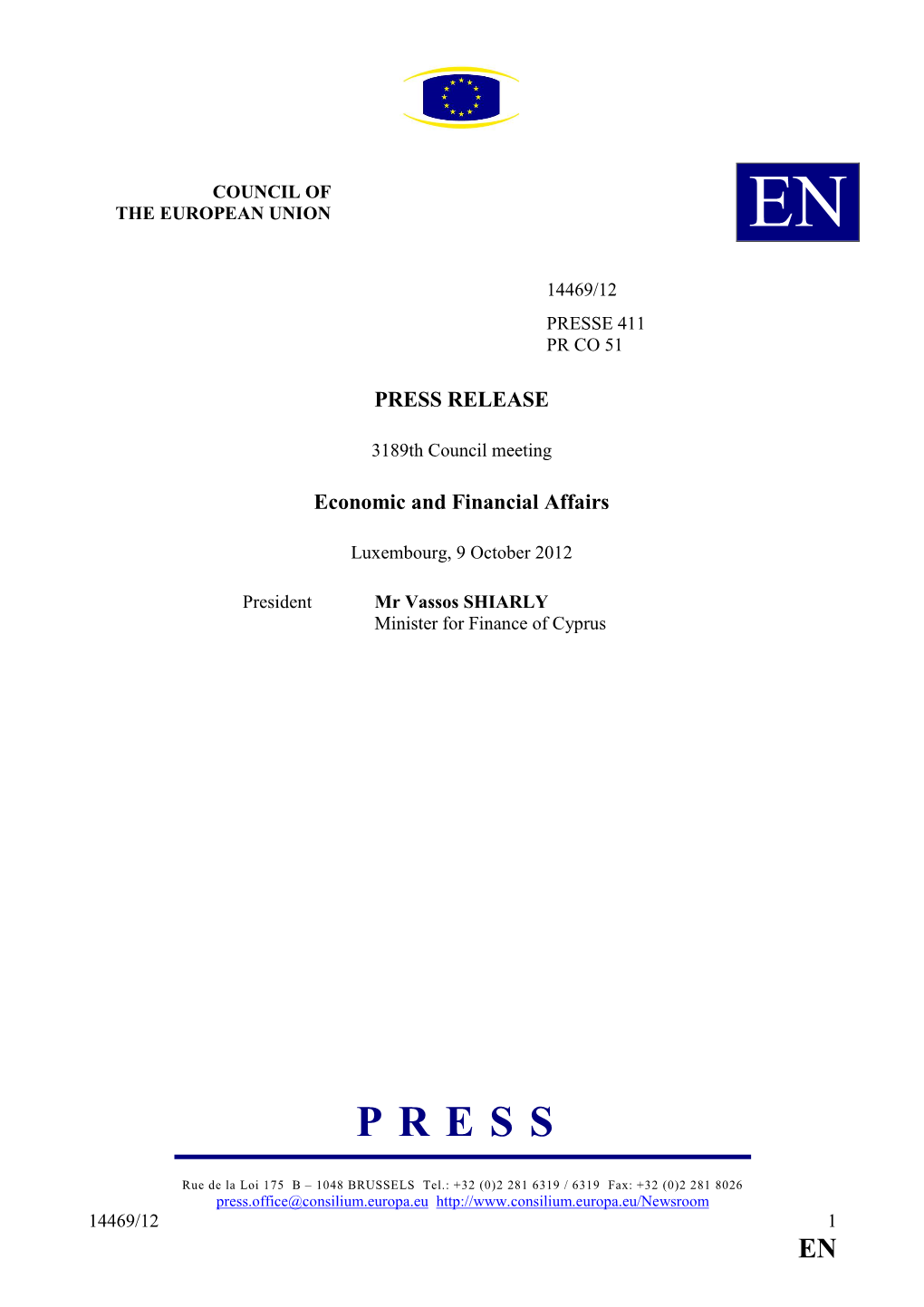 PRESS RELEASE Economic and Financial