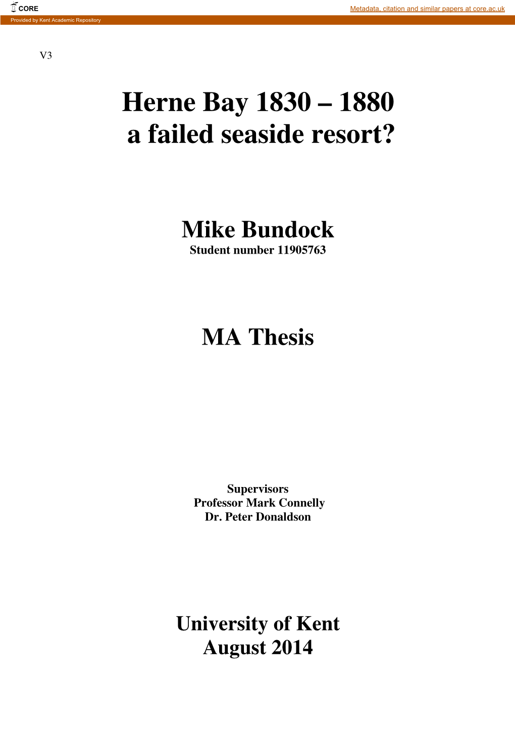 Herne Bay 1830 – 1880 a Failed Seaside Resort?