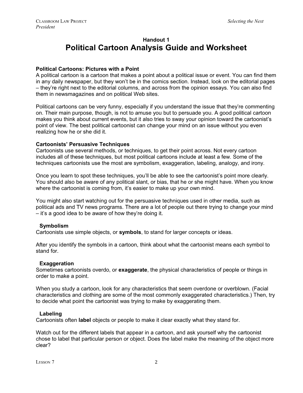 Classroom Law Project Selecting The Next President