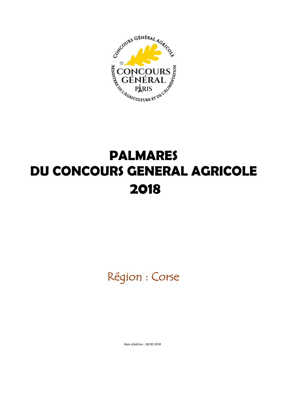 Palmarès Du Concours Général Agricole