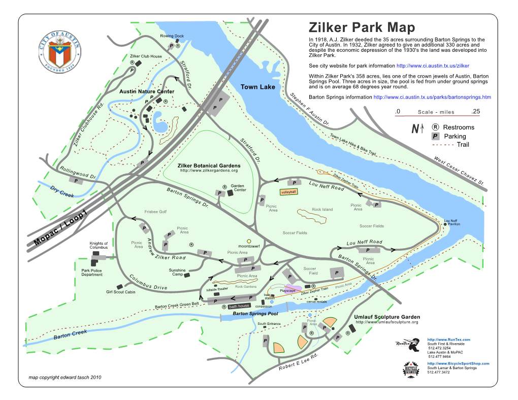 Zilker Park Map Rowing Dock in 1918, A.J