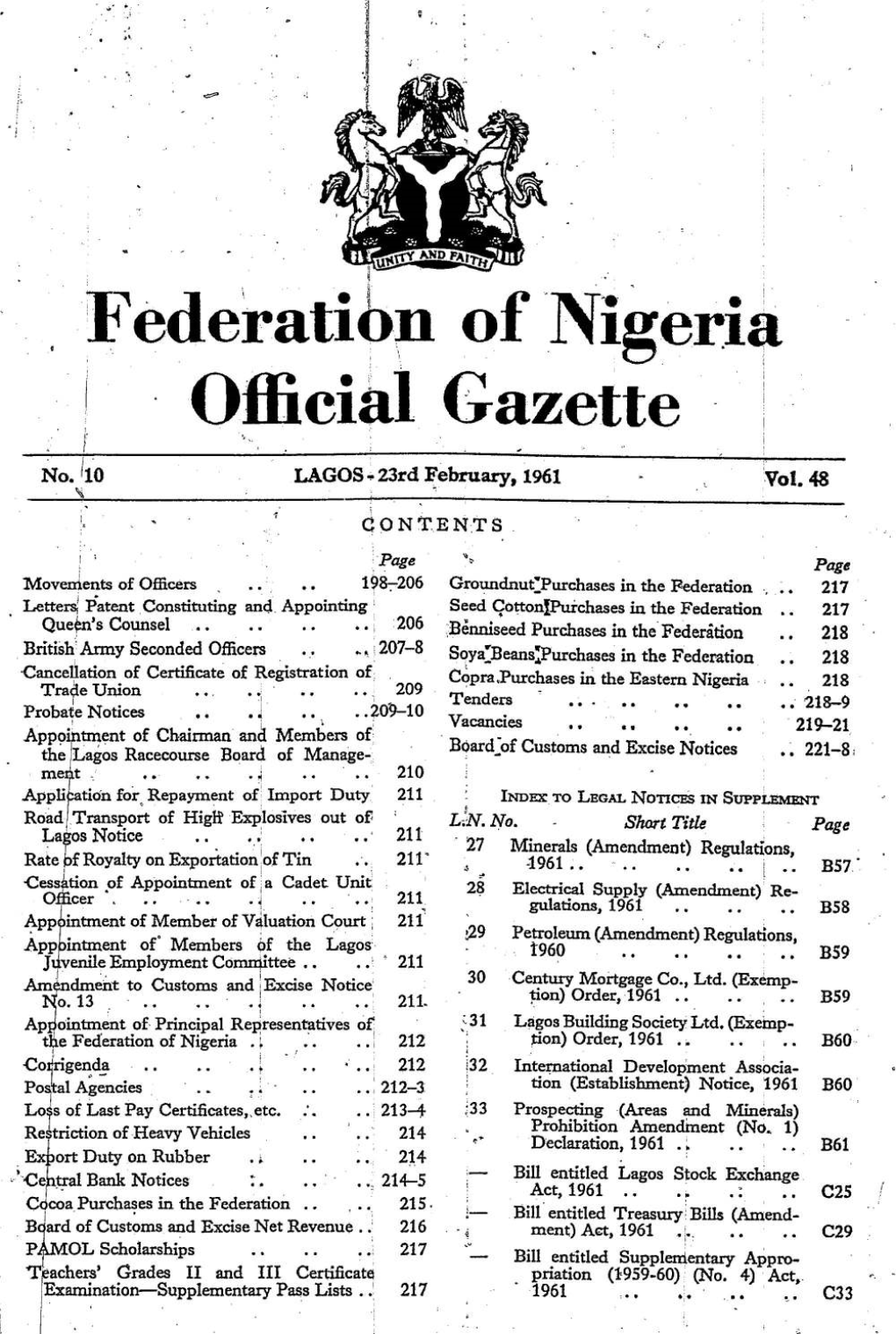 Federation of Nigeria | | Official Gazette |