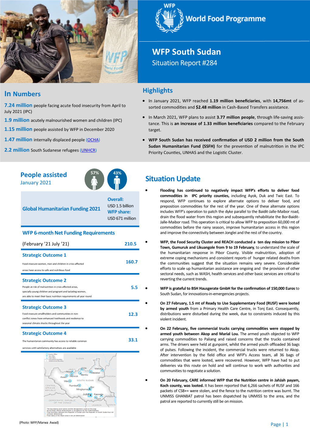 WFP South Sudan Situation Report #284