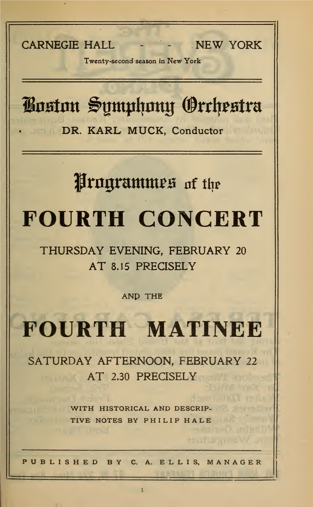 Boston Symphony Orchestra Concert Programs, Season 27,1907