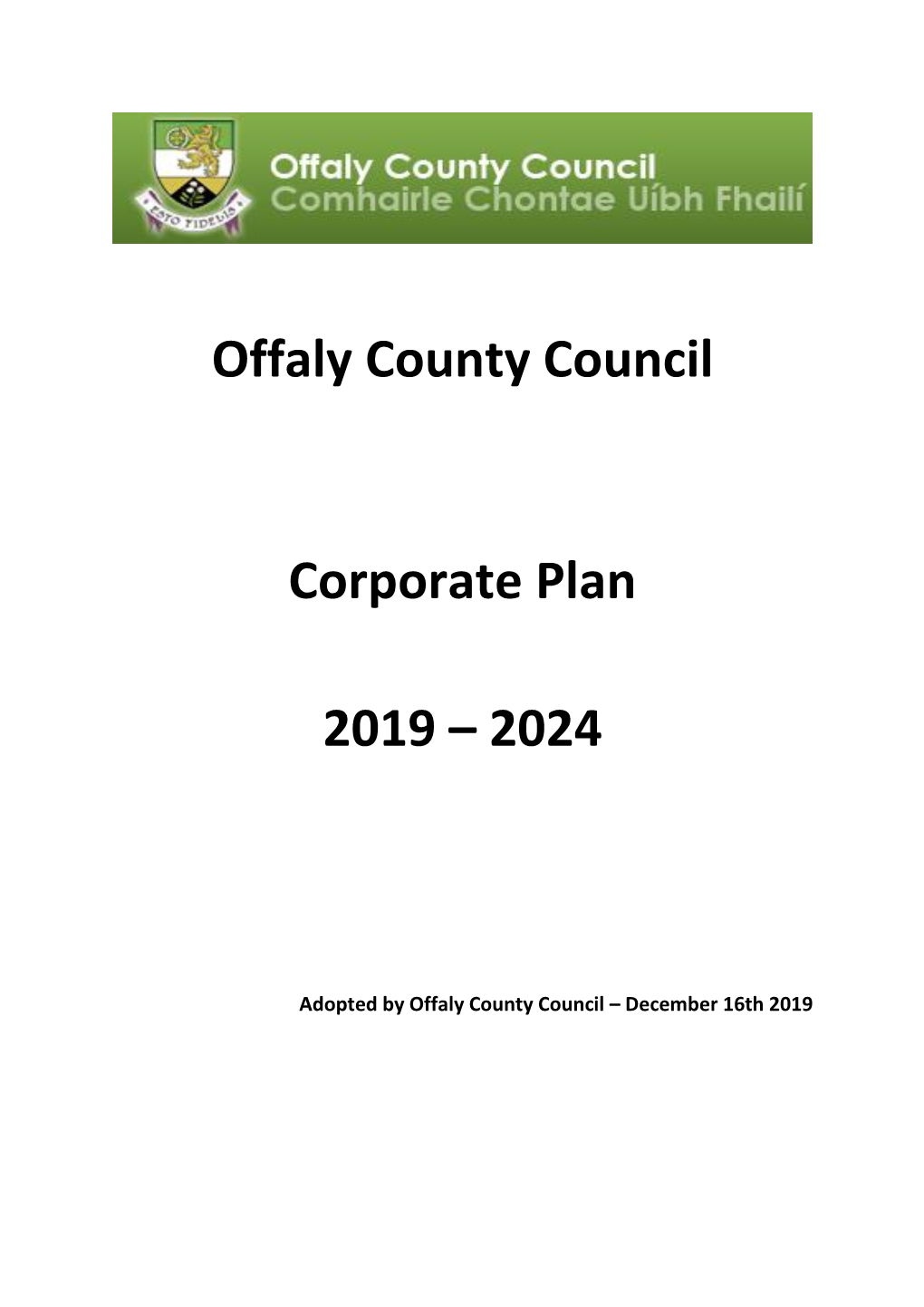 Offaly County Council Corporate Plan 2019 – 2024