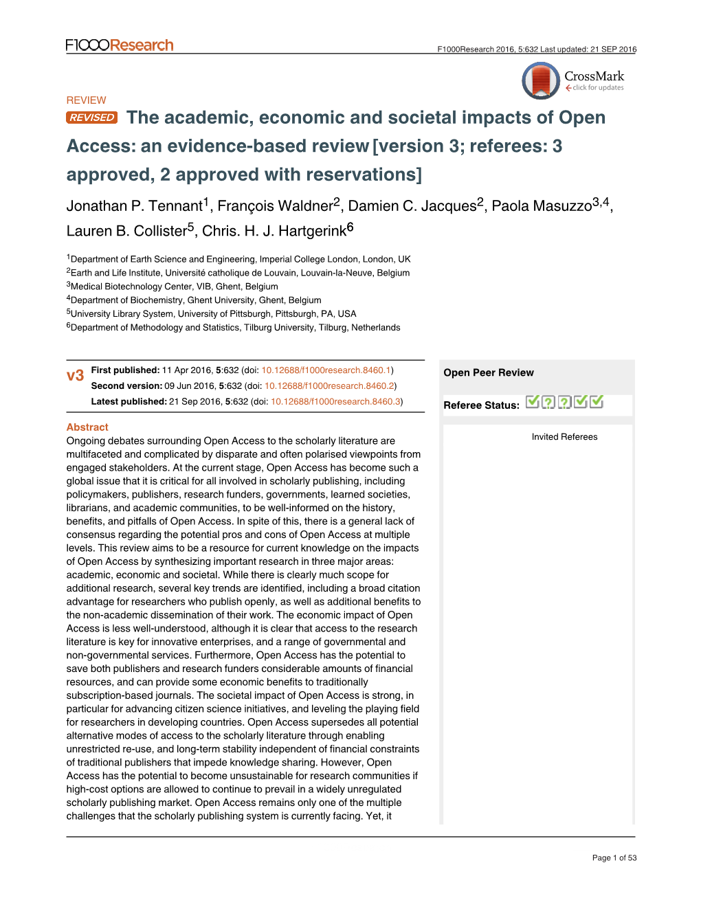 The Academic, Economic and Societal Impacts of Open Access