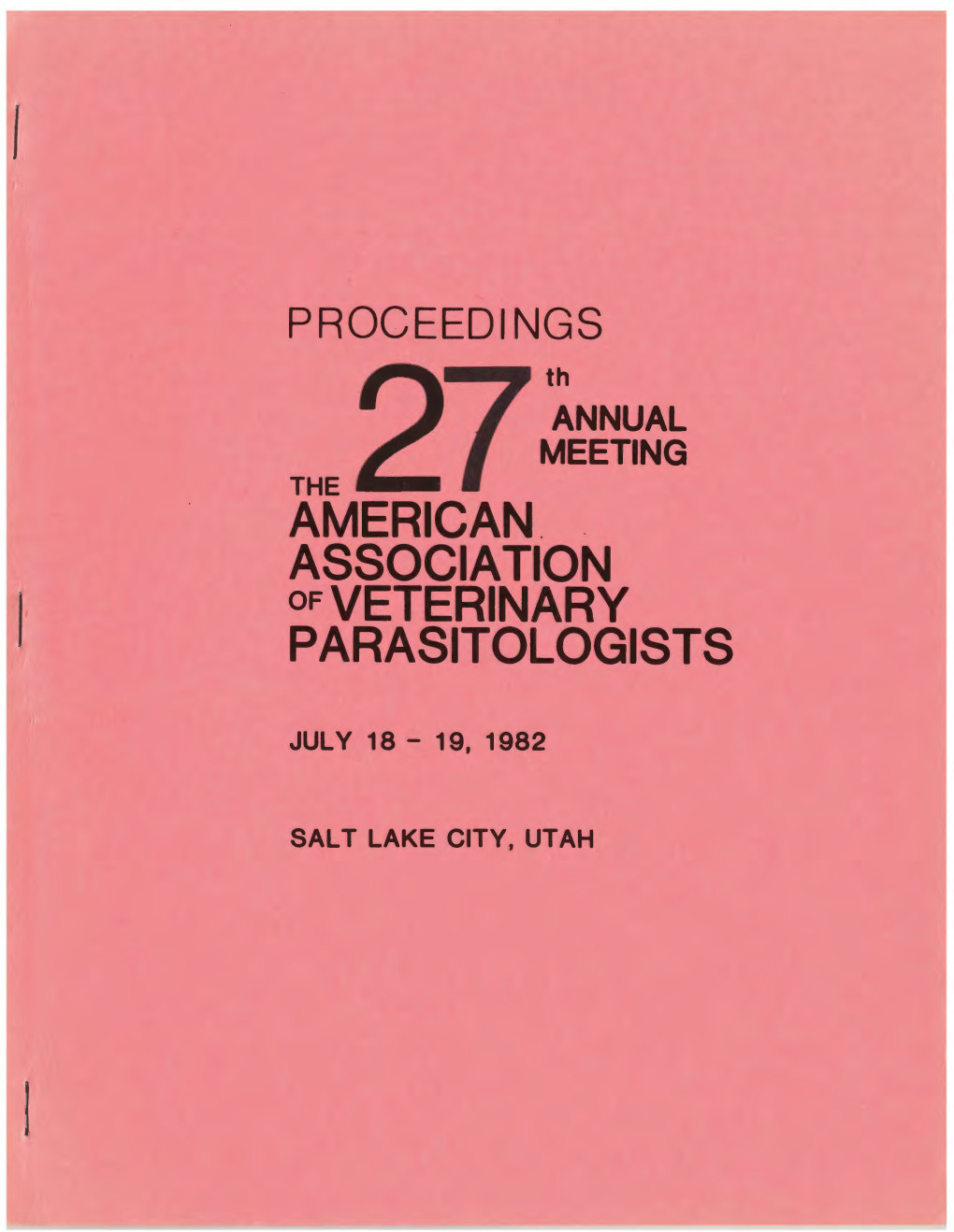 American . . Association of Veterinary Parasitologists