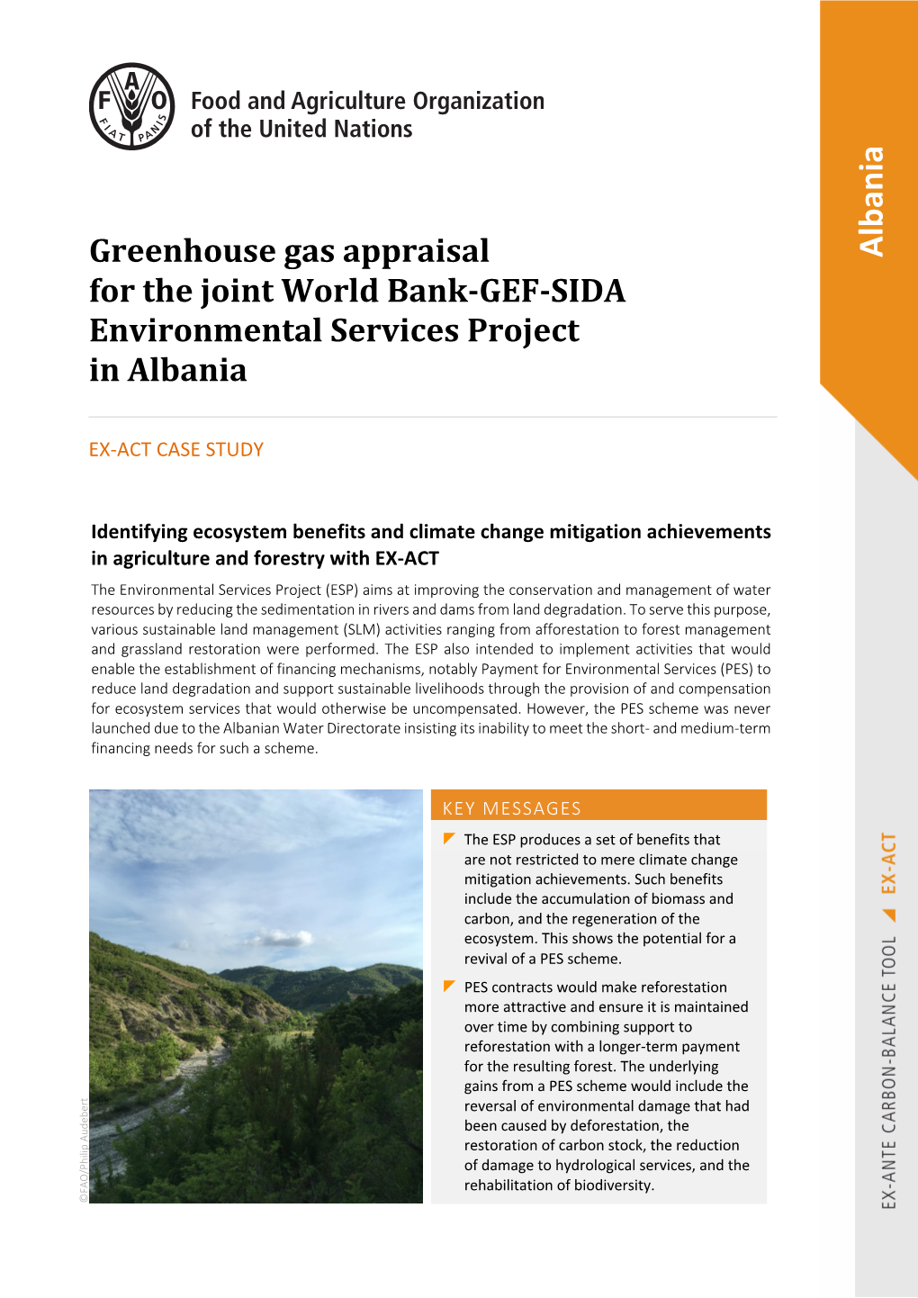 Greenhouse Gas Appraisal for the Joint World Bank-GEF-SIDA