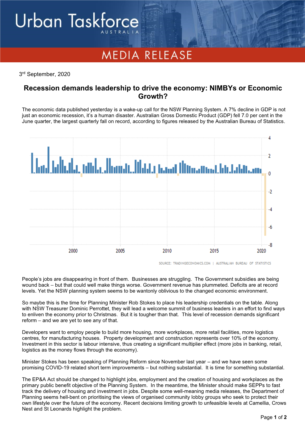 Recession Demands Leadership to Drive the Economy: Nimbys Or Economic Growth?