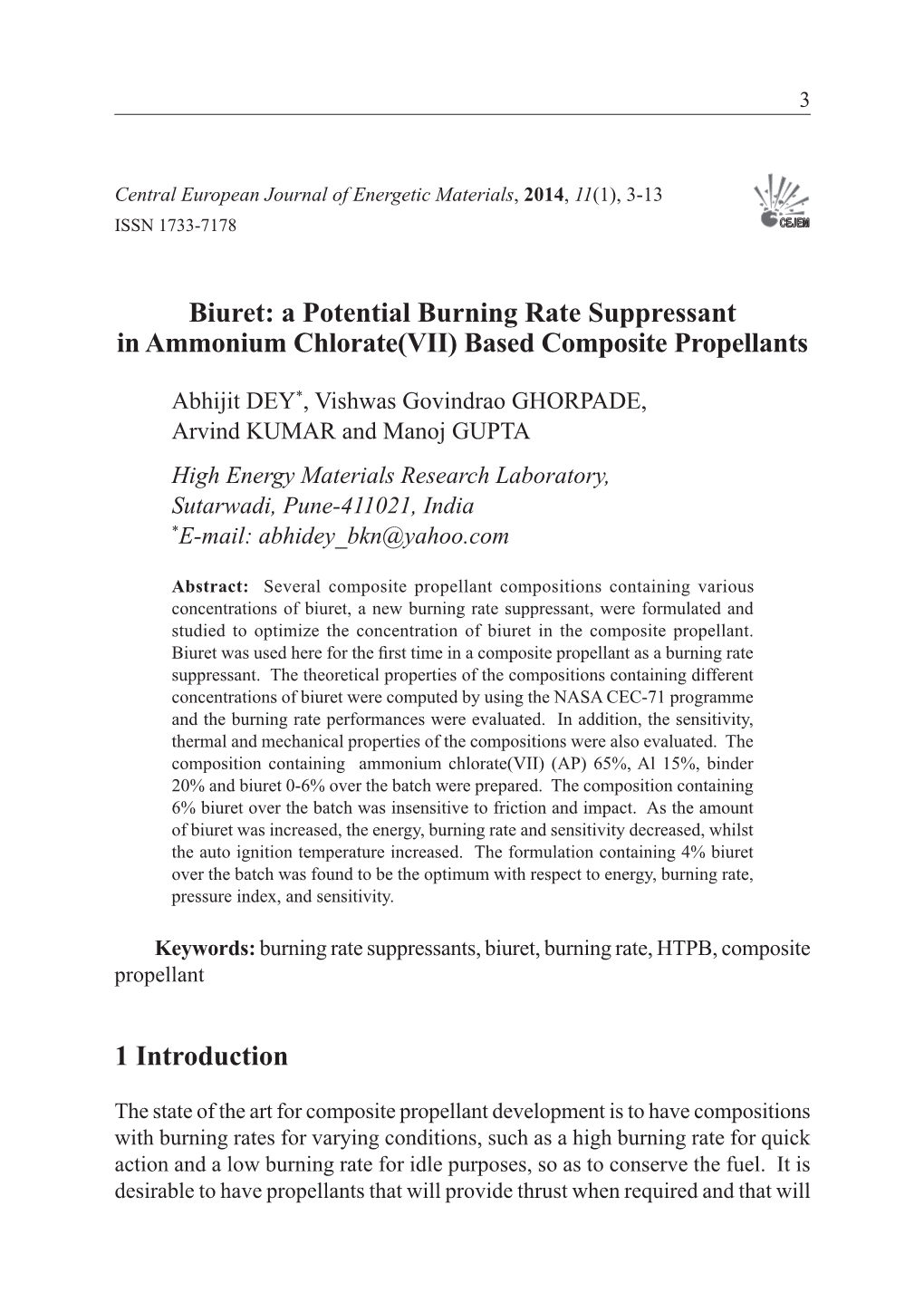 Biuret: a Potential Burning Rate Suppressant in Ammonium Chlorate(VII)