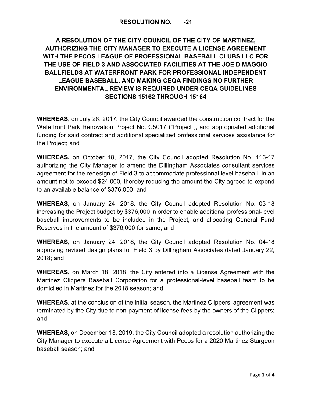 21 a Resolution of the City Council of the City Of