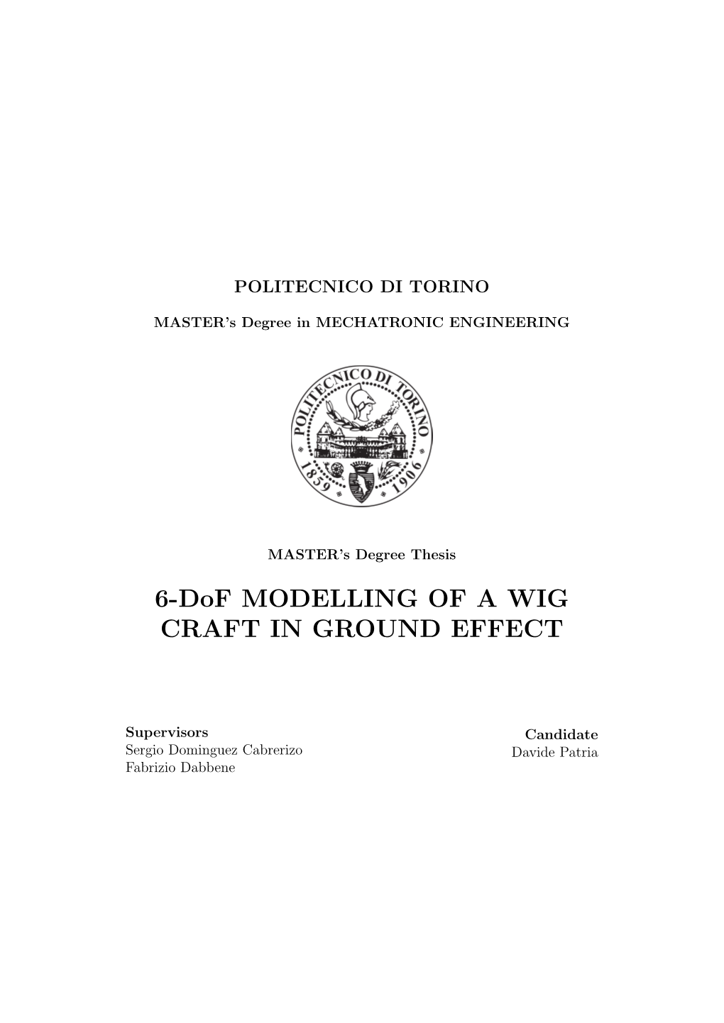 6-Dof MODELLING of a WIG CRAFT in GROUND EFFECT
