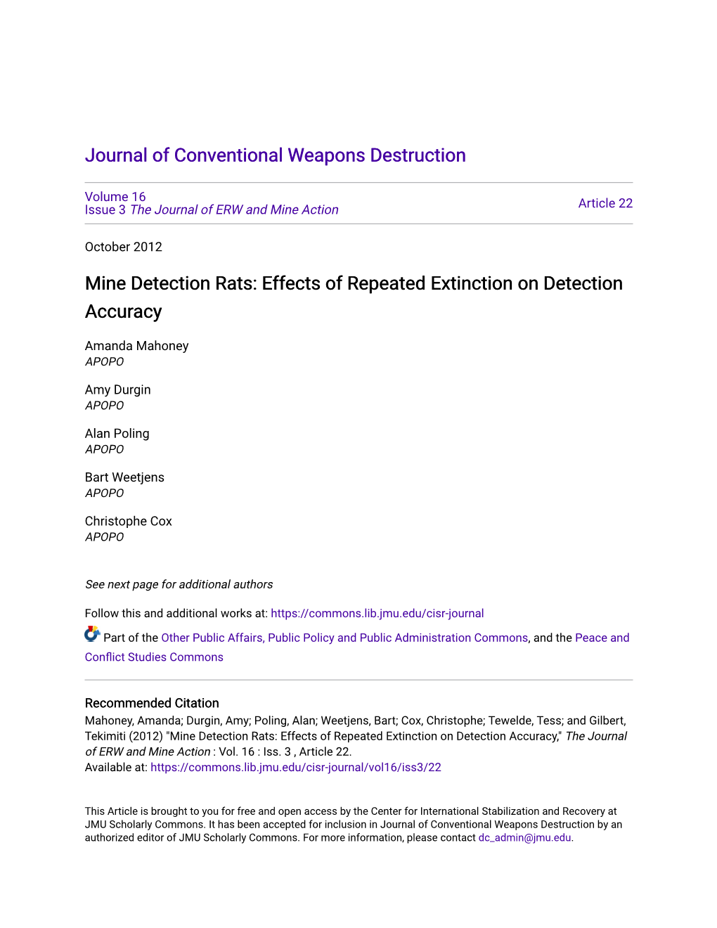 Mine Detection Rats: Effects of Repeated Extinction on Detection Accuracy