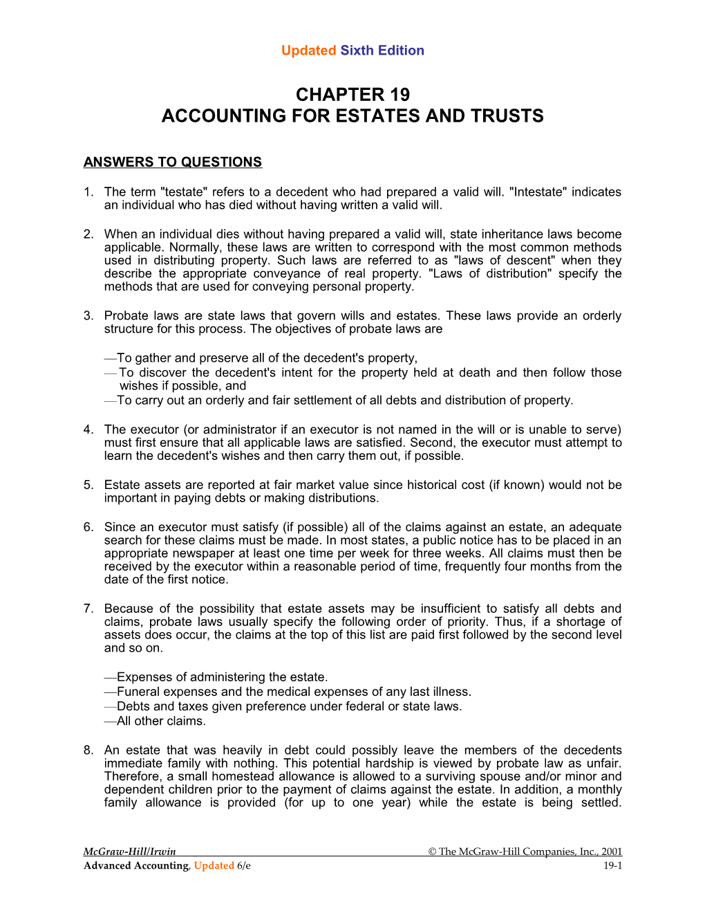 Accounting for Estates and Trusts