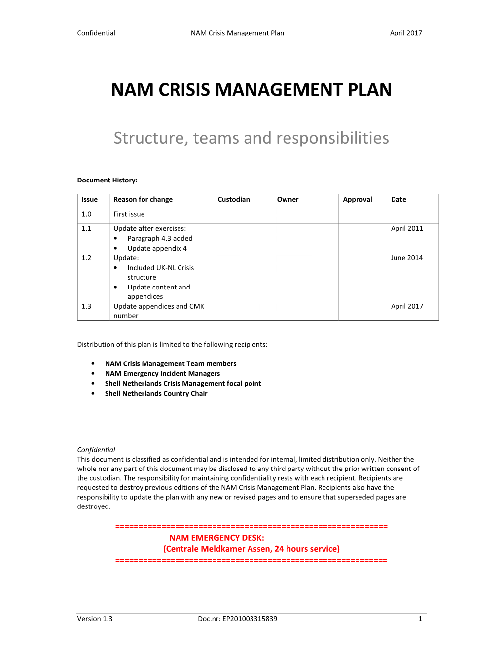 NAM Crisis Management Plan April 2017