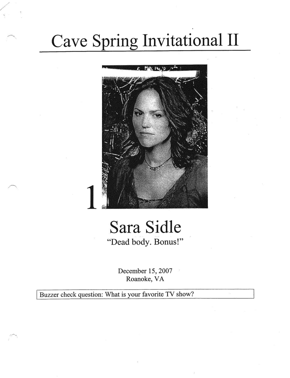 Cave Spring Invitational II Sara Sidle