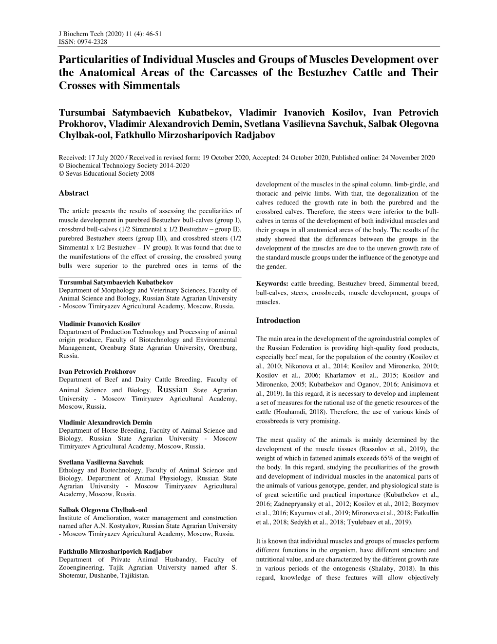 Particularities of Individual Muscles and Groups of Muscles