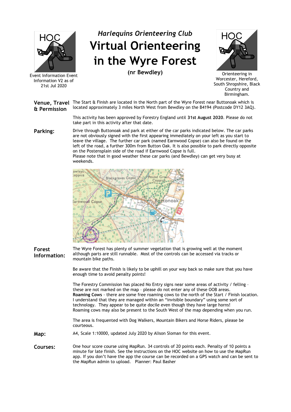 Virtual Orienteering in the Wyre Forest
