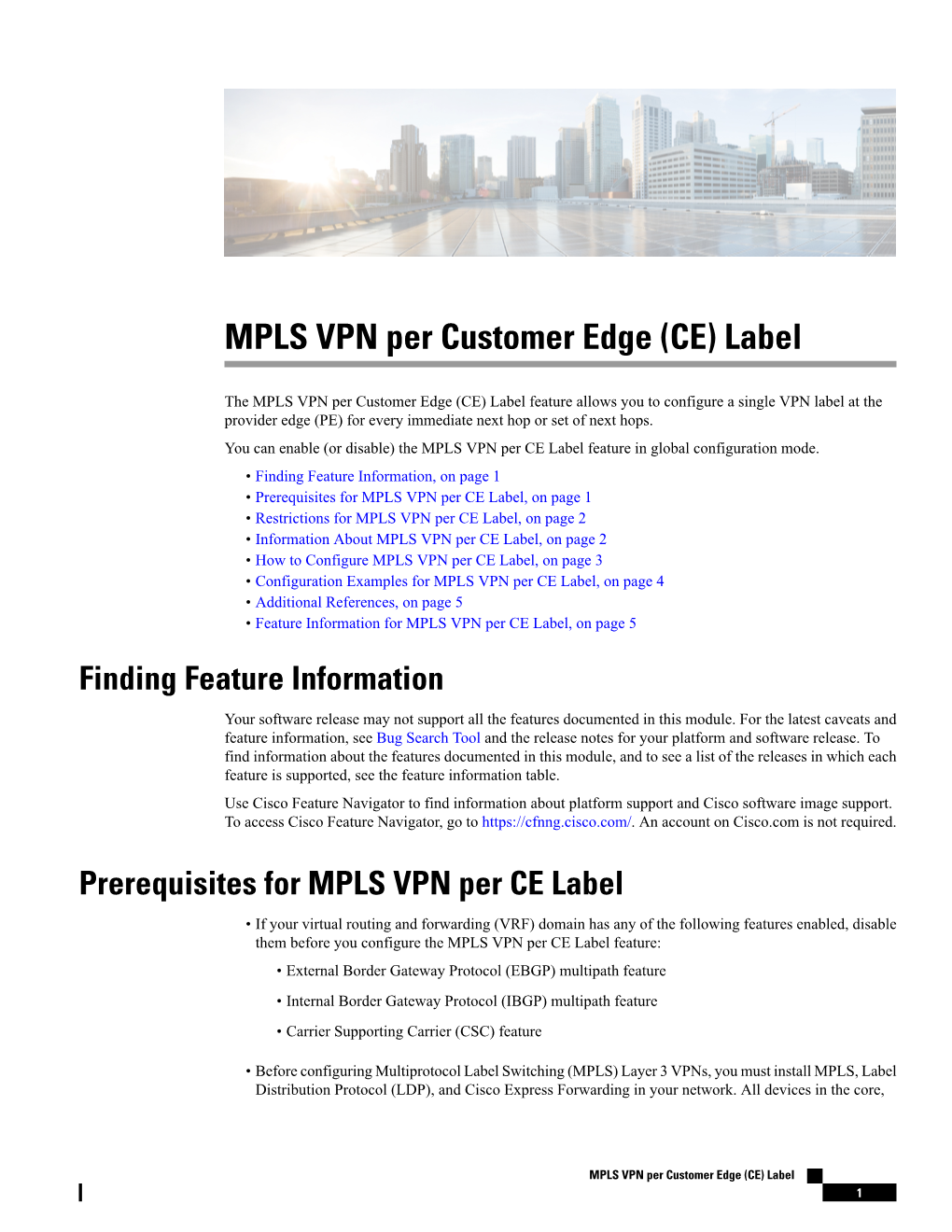 MPLS VPN Per Customer Edge (CE) Label