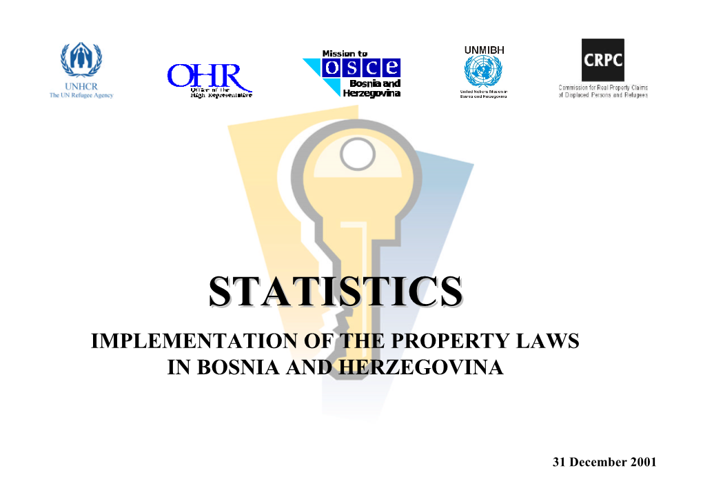Statistics Reflect the Implementation of the Property Laws in Bosnia and Herzegovina Since the Passing of the Property Laws As Amended in October 1999
