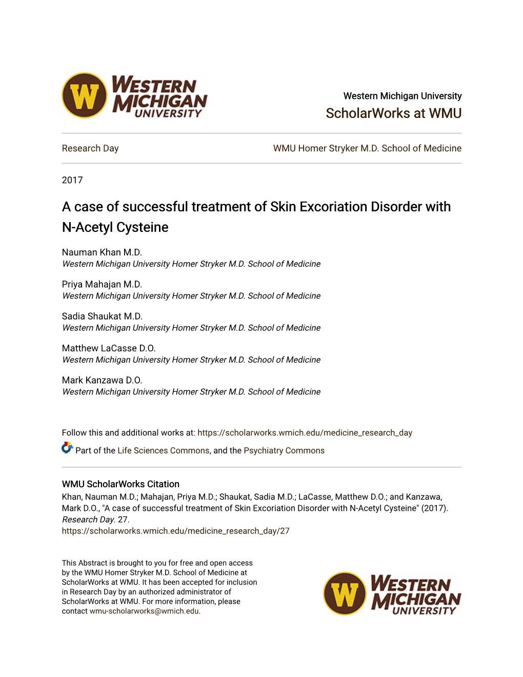 A Case of Successful Treatment of Skin Excoriation Disorder with N-Acetyl Cysteine