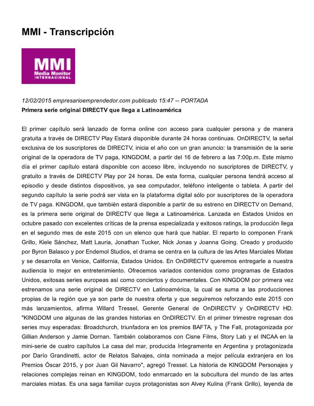 MMI Transcripción