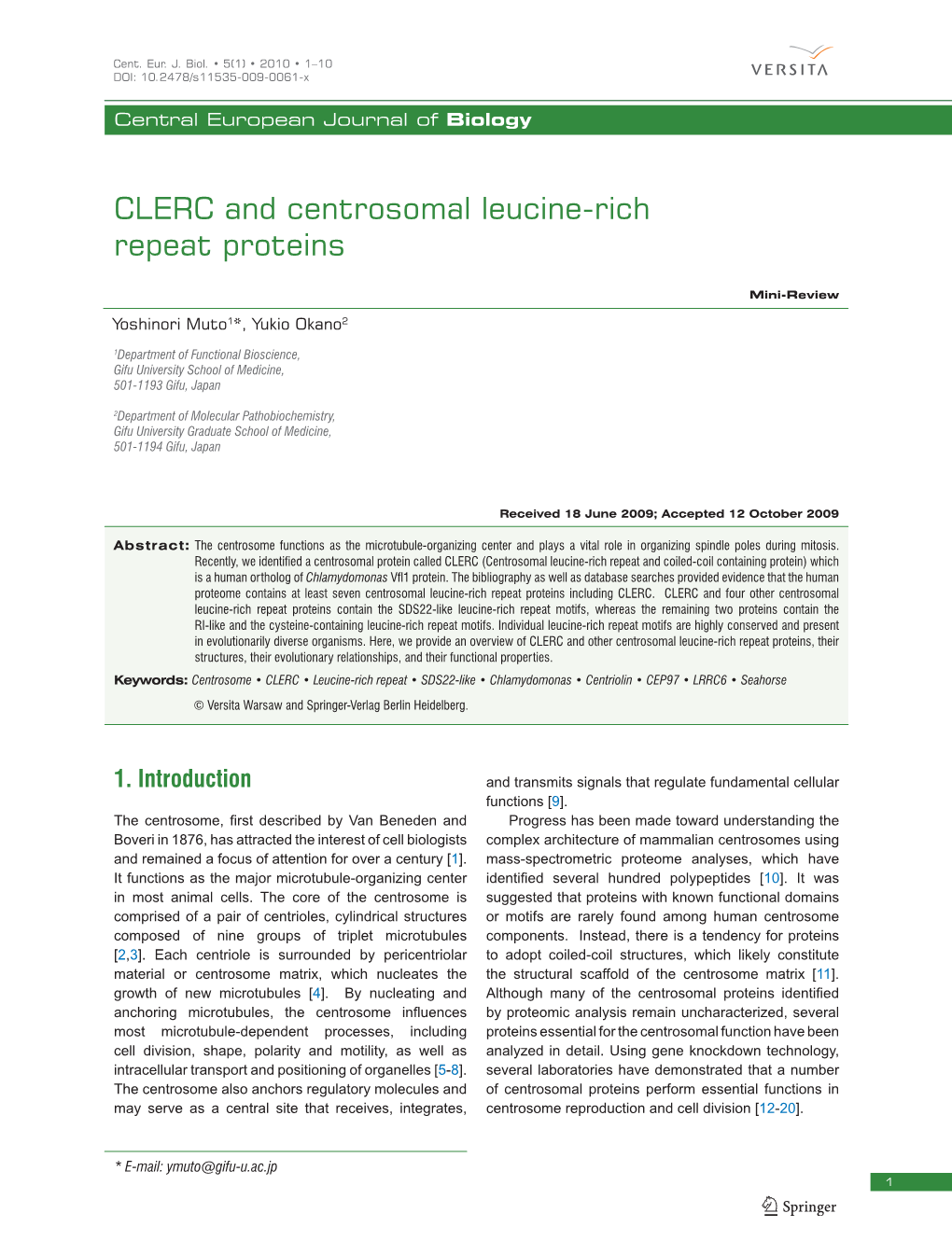 CLERC and Centrosomal Leucine-Rich Repeat Proteins